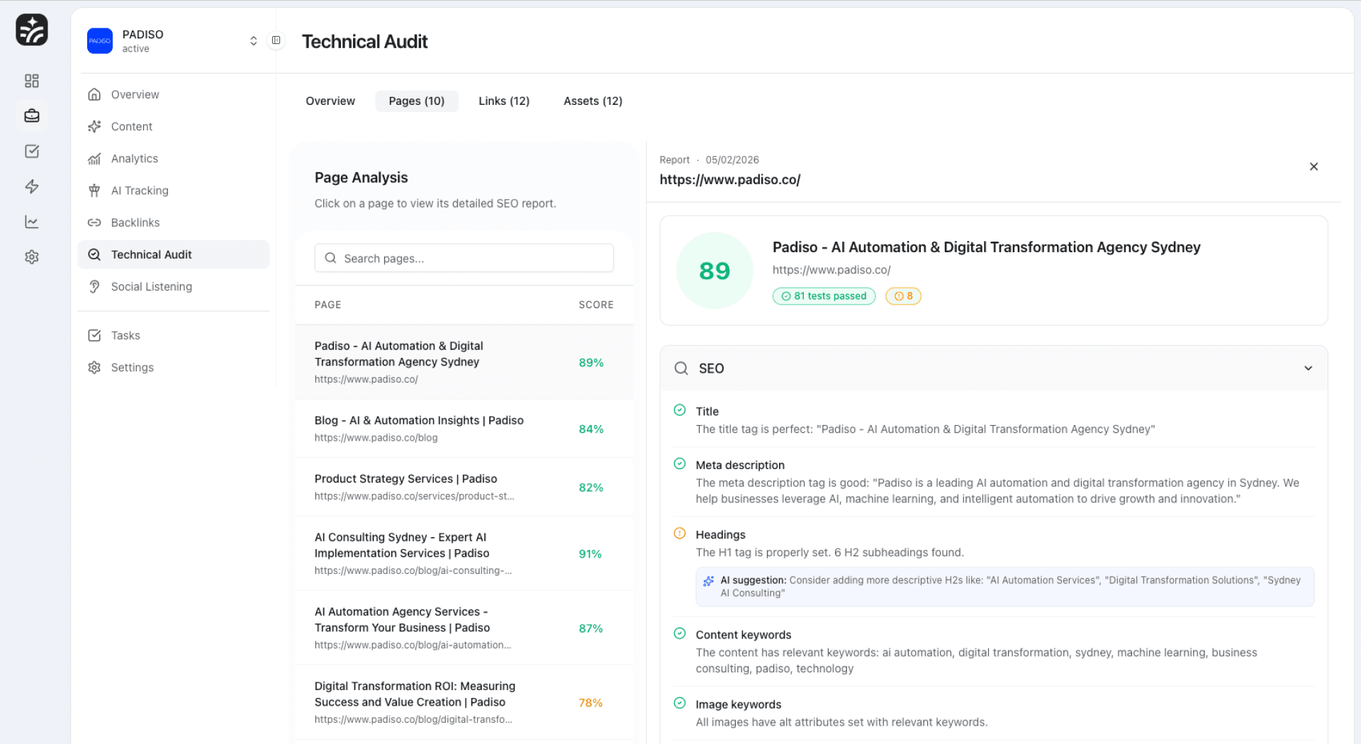 Technical Audit Dashboard